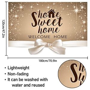 5665 Home Sweet Home Backdrop Banner Decor Gold Glitter - Welcome Home Housewarming Party Theme Decorations for Bridal Shower New House Supplies