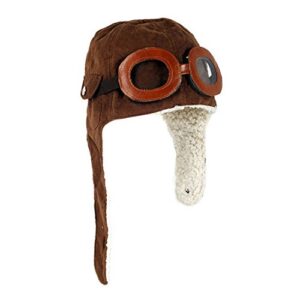 gshllo baby kids winter warm hat boy warmer earflap hat pilot aviator cap with goggles pattern brown