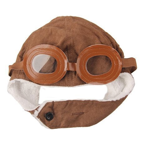 GSHLLO Baby Kids Winter Warm Hat Boy Warmer Earflap Hat Pilot Aviator Cap with Goggles Pattern Brown