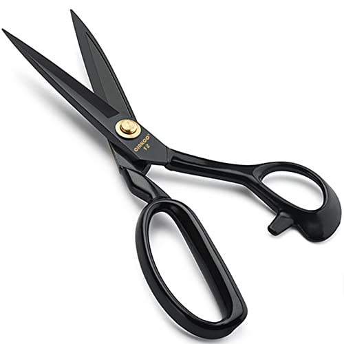 CINKCO 12.0 inch Professional Sewing Scissors Heavy Duty 65Mn Forged Alloy Steel Premium Household Office Shears Ultra Sharp for Thickened Leather Fabric Cutting Dressmaking (Super Large)