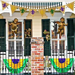 6ft Mardi Gras Burlap Banner Decorations DecorSea Glittering Fleur De Lis Totem Burlap Garland Pre-Assembled Spring Decorations Garlands for Mardi Gras Party