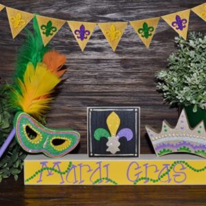 6ft Mardi Gras Burlap Banner Decorations DecorSea Glittering Fleur De Lis Totem Burlap Garland Pre-Assembled Spring Decorations Garlands for Mardi Gras Party