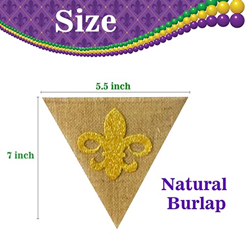 6ft Mardi Gras Burlap Banner Decorations DecorSea Glittering Fleur De Lis Totem Burlap Garland Pre-Assembled Spring Decorations Garlands for Mardi Gras Party