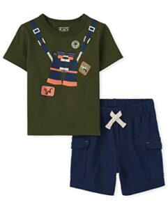 the children’s place baby boys the children’s place and toddler short sleeve fashion top cargo shorts set shirt, binocular, 3t us