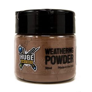 huge miniatures weathering powder, earth pigment for model terrain scenery and vehicles by huge minis – 30ml flip-top container