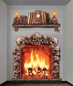 gothic 4×5 fireplace skulls wall decoration halloween haunted house scene setter