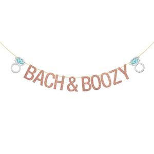deloklte bach & boozy banner – bridal shower, bachelorette party decorations banner – bach party decorations, bachelorette party supplies, rose gold