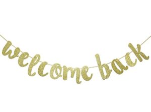 welcome back gold glitter hanging sign banner- first day of school, classroom decor,back to school party decorations
