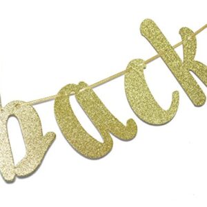 Welcome Back Gold Glitter Hanging Sign Banner- First Day of School, Classroom Decor,Back To School Party Decorations