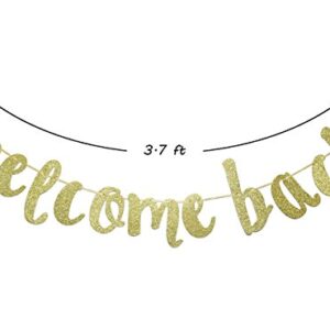 Welcome Back Gold Glitter Hanging Sign Banner- First Day of School, Classroom Decor,Back To School Party Decorations