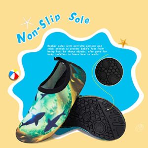 WateLves Kids Water Swim Shoes Barefoot Aqua Socks Shoes Quick Dry Non-Slip Baby Boys & Girls (Shark, 32/33)