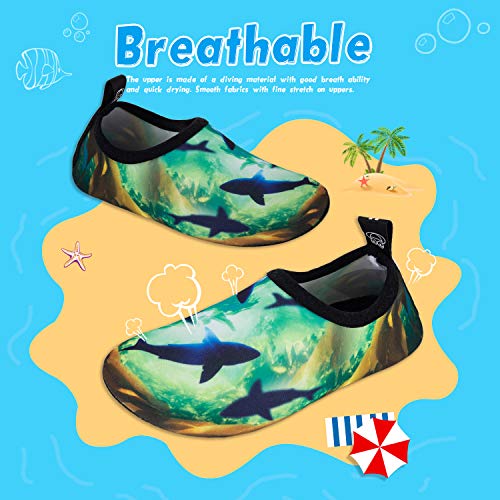 WateLves Kids Water Swim Shoes Barefoot Aqua Socks Shoes Quick Dry Non-Slip Baby Boys & Girls (Shark, 32/33)