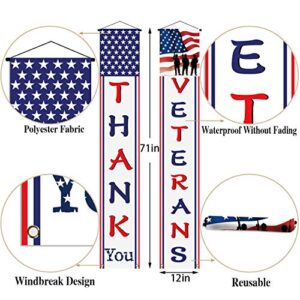 Thank You Veterans Hanging Banner Memorial Day Veterans Day Decoration American Flag Patriotic Decoration for 4th of July