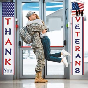 Thank You Veterans Hanging Banner Memorial Day Veterans Day Decoration American Flag Patriotic Decoration for 4th of July