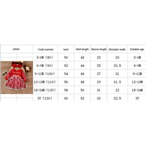 Valentine 's Day Baby Girl Love-Heart Letter Printed Mesh Patchwork Long Sleeve Dress with Headband (Red, 6-9 Months)