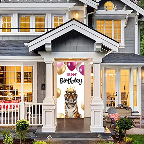 Tiger King Banner Backdrop Background Photo Booth Props Realistic Lifelike Tiger Animal Zoo Theme Decor for Safari Wild One 1st Birthday Party Baby Shower Favors Supplies Decorations