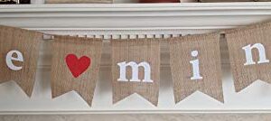 Be Mine Valentines Day Banner - Red Ribbon Heart Mantle Decor - Valentine's Burlap Garland Home Decoration - Valentine Engagement Photo Party Props by Jolly Jon