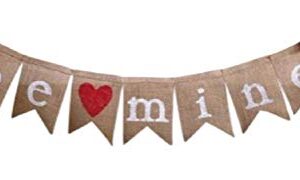 Be Mine Valentines Day Banner - Red Ribbon Heart Mantle Decor - Valentine's Burlap Garland Home Decoration - Valentine Engagement Photo Party Props by Jolly Jon