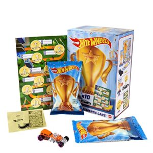 hot wheels rewards car pack of 10 individually wrapped 1:64 scale die-cast vehicles in opaque bags with gold stickers, rewards or prizes for kids 3 years old & up