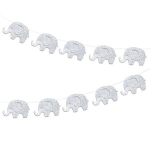 elephant garland banner glitter silvery baby shower decorations christmas supplies baby elephant decorations birthday party supplies baby nursery decorations 10 feet 17 pcs