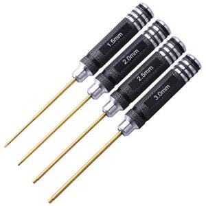 hobbypark 1.5mm 2.0mm 2.5mm 3.0mm hex screw driver set titanium hexagon screwdriver wrench tool kit for rc multi-axis fpv racing drone rc quadcopter helicopter rc car models, 4pcs