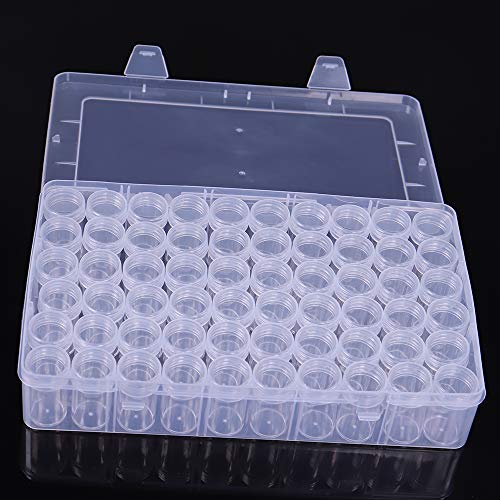 Transparent Storage Box w/ 60 Slots Plastic Beads Storage Container Box Multi Storage Jars Diamond Nail Art Accessory Box DIY Art Craft Diamond Painting Box Small Parts Beads Jewelry Organization Case