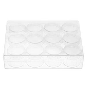 plastic container,rectangle clear plastic jewelry beads storage box w/12 round bottle container tiny jars 20g/15g(12 grid 15g)