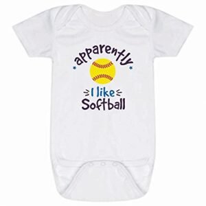chalktalksports softball baby & infant one piece | apparently, i like softball | bodysuit small