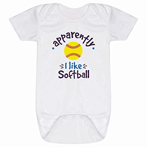 ChalkTalkSPORTS Softball Baby & Infant One Piece | Apparently, I Like Softball | Bodysuit Small