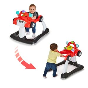Kolcraft Tiny Steps Roadster-2-in-1 Infant and Baby Activity Push Walker Steering Wheel with Lights, Car Sounds, Music Seated or Walk-Behind for Baby Girl or Baby Boy - Racer Red