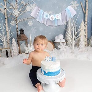 Winter Onederland High Chair Banner for 1st Birthday - Blue Frozen 1st Brithday Banner, Winter Wonederland Decorations Girl, Snow Flake High Chair Tutu, Winter First Birthday Decorations