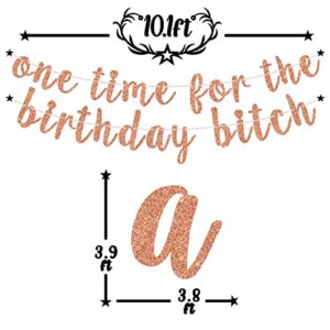 Rose Gold Glitter One Time for The Birthday Bitch Banner, Death to My Youth/Cheers to 20/21/30/31/40 Years Party Sign, Funny 30th/40th Birthday Party Decorations for Girls/Women