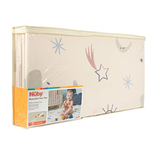 Nuby Reversible Soft Floor Mat, Foldable and Lightweight for Easy Storage and Travel, Rainbow