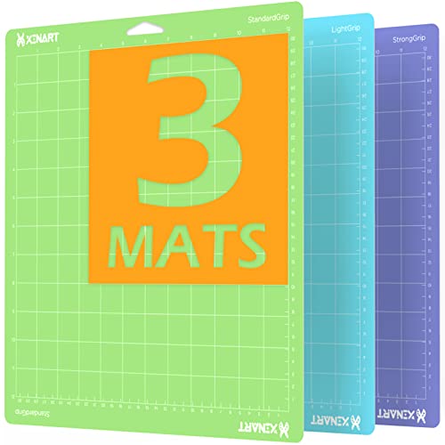 Xinart Cutting Mat For Cricut Maker 3,Maker,Explore 3,Air 2,12x12 Inch 3 Mats Variety Pack,Green Blue Purple Adhesive Sticky Replacement Cutting Mats For Cricut