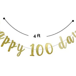 Firefairy Happy 100 Days Gold Glitter Banner Bunting-Baby Shower Party Decorations