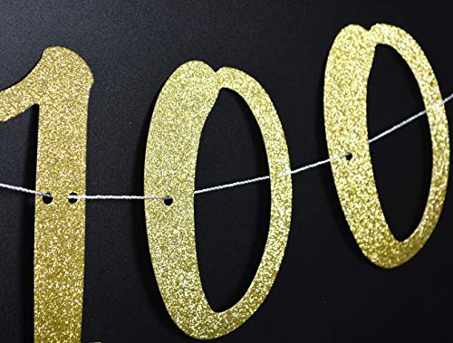 Firefairy Happy 100 Days Gold Glitter Banner Bunting-Baby Shower Party Decorations