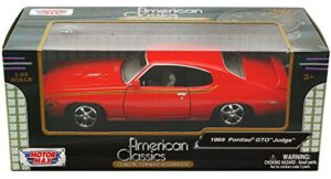 pontiac gto judge, orange 1969 model car motormax 1:24
