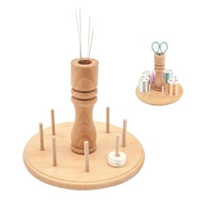 ywnyt wood yarn holder, 8-spools wooden spinning yarn & thread holder sewing and embroidery thread rack and organizer knitting embroidery accessory gift