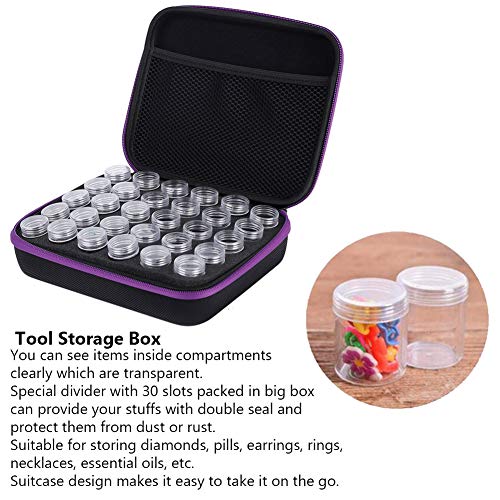 LIZEALUCKY High Capacity Diamond Painting Storage Containers 60 Slots Beads Organizer Box Diamond Painting Accessories Tool for Embroidery DIY Art Craft Shockproof Durable (Purple)