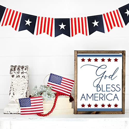 6ft Handmade Patriotic Burlap Banner DecorSea July 4 th Decor Burlap Banner USA Bunting American Flag Banners Garlands for Mantel Fireplace Decorations