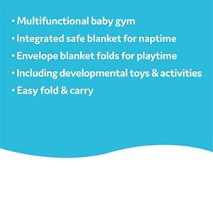 Yookidoo Play 'N’ Nap. 3-in-1 Baby Activity Playmat Gym, Tummy Time Mat, Pillow & Mirror. Foldable Infant Blanket, with Sensory Toys and Newborn Rattle for 0-12 Months.