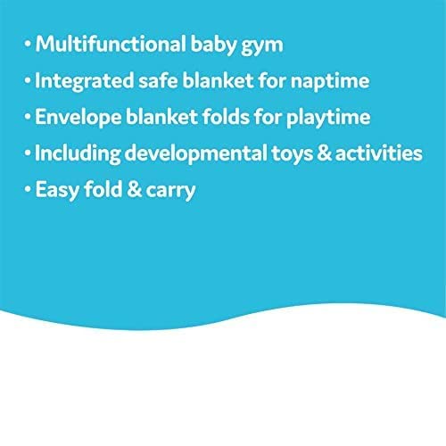 Yookidoo Play 'N’ Nap. 3-in-1 Baby Activity Playmat Gym, Tummy Time Mat, Pillow & Mirror. Foldable Infant Blanket, with Sensory Toys and Newborn Rattle for 0-12 Months.