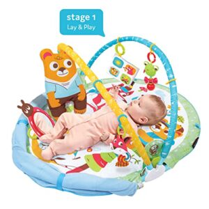 Yookidoo Play 'N’ Nap. 3-in-1 Baby Activity Playmat Gym, Tummy Time Mat, Pillow & Mirror. Foldable Infant Blanket, with Sensory Toys and Newborn Rattle for 0-12 Months.