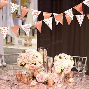 40Ft Rose Gold Happy Birthday Decorations Happy Birthday Banner Bunting Triangle Flag Pennant Garland Streamer Backdrop for Girls Women 13th 16th 21st 30th 40th 50th 60th Happy Birthday Party Supplies