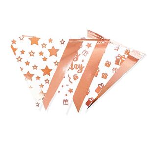 40Ft Rose Gold Happy Birthday Decorations Happy Birthday Banner Bunting Triangle Flag Pennant Garland Streamer Backdrop for Girls Women 13th 16th 21st 30th 40th 50th 60th Happy Birthday Party Supplies
