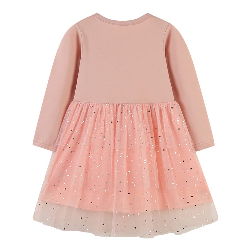 Amberetech Toddler Baby Girls Longsleeve Dress Tulle Tutu Long Sleeve Party Casual Dresses for3-4 Years