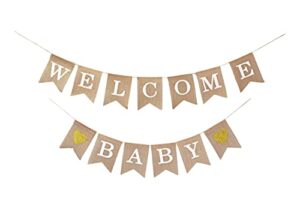 mandala crafts welcome baby banner for gender neutral baby shower decorations – baby shower banner for baby shower decor – baby burlap banner garland