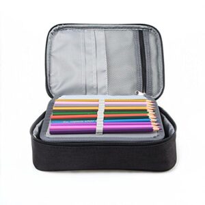 pencil case with 72 pockets, multi layer large capacity foldable case zippered pen bag with zipper for artists students office crafts(black)