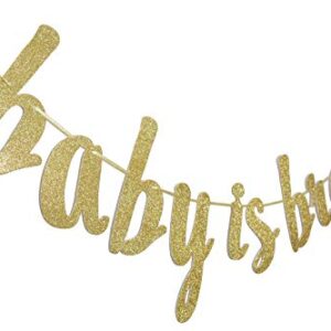 A Baby is Brewing Gold Glitter Banner Sign Garland for Baby Boy, Girl or Gender Reveal Baby Shower Party Decorations Supplies Cursive Bunting Photo Booth Props