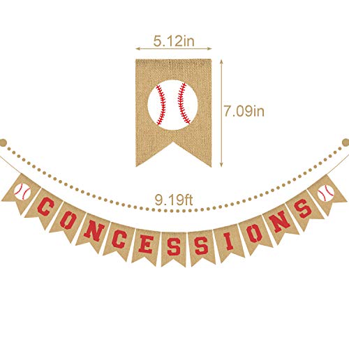 Rainlemon Jute Burlap Concession Banner Baseball Theme Baby Shower Birthday Party Bunting Garland Decoration Supply
